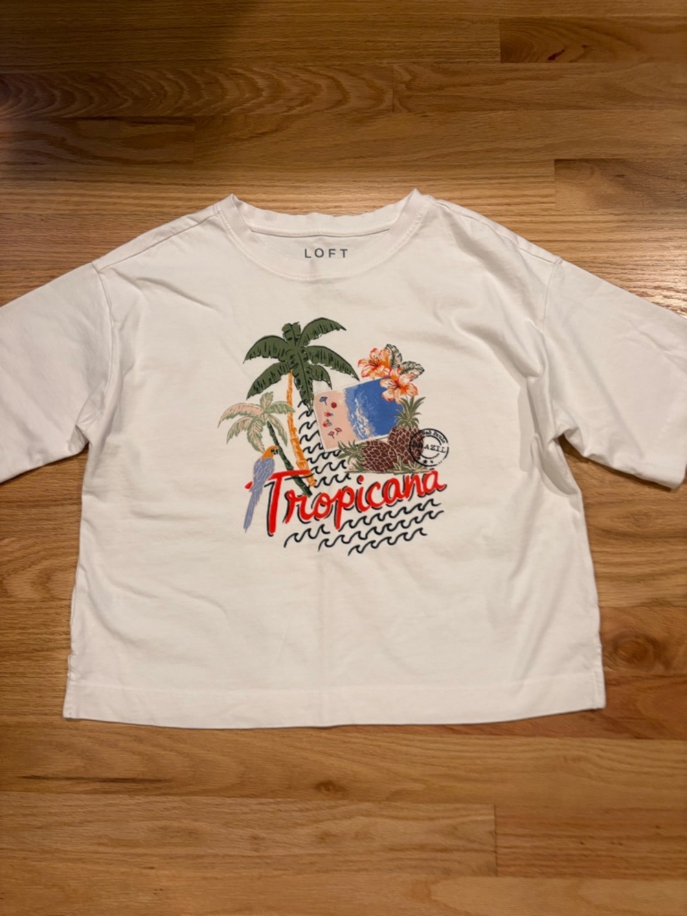 LOFT Tropicana 100% Cotton Crop Tee Sz Xs